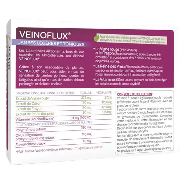 Arkopharma Veinoflux Gambe Leggere e Toniche 60 capsule