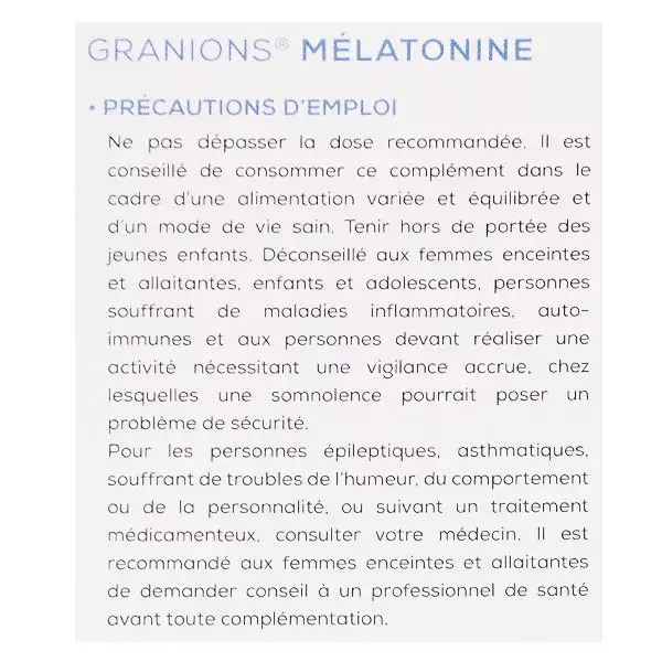 Granions melatonina 1 mg 60 capsulas