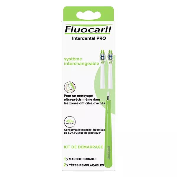 Cepillo de dientes interdental Fluocaril PRO mediano, kit: 1 mango duradero + 2 cabezales reemplazables