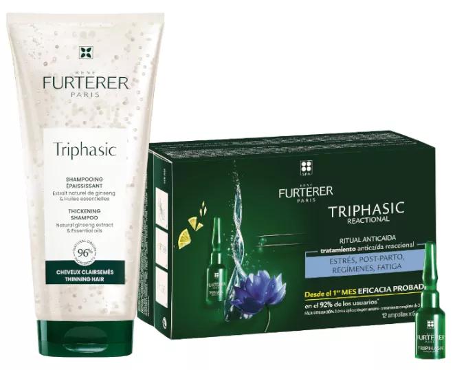 René Furterer Triphasic Caída Reaccional 12 Ampollas + Champú 200 ml