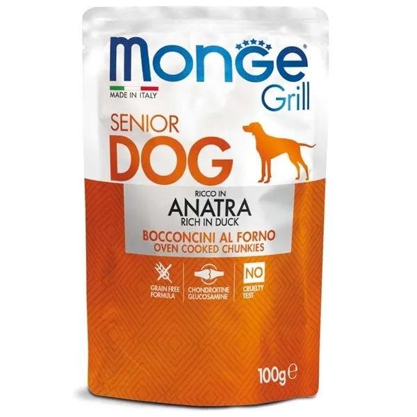 Monge Grill Senior Bocconcini Con Anatra Cibo Umido Per Cani 100G