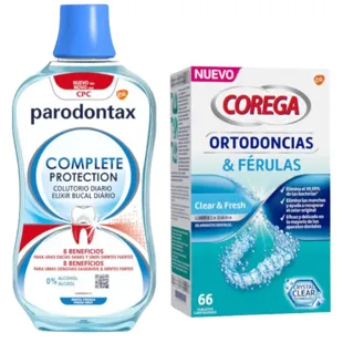 Parodontax Complete Protection Mouthwash 500 ml + Corega Orthodontics & Splints Tablets 66 units