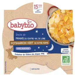 Babybio Repas Soir Assiette Panais Potimarron vert +15m Bio 260g