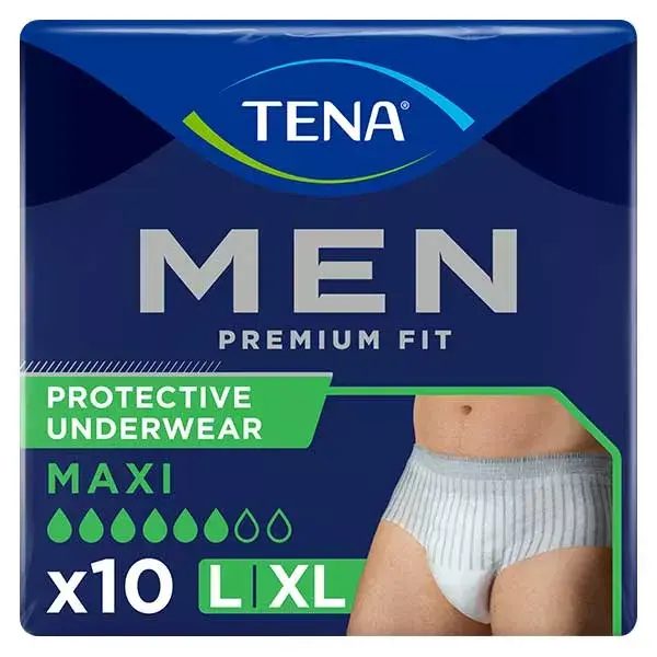 TENA Men Premium Fit Sous-Vêtement de Protection Niveau 4 Taille L 10 unités