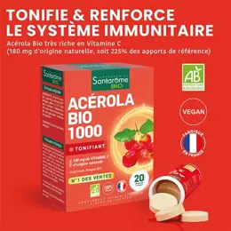 Santarome Bio - Acérola Bio 1000 - Vitamine C naturelle - 20 comprimés à croquer