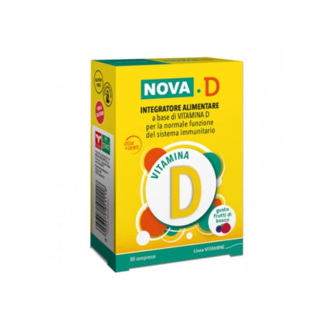 Nova D Integratore con Vitamina D per il Sistema Immunitario Gusto Frutti di Bosco 80 Compresse