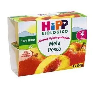 Hipp Biologico Merenda Di Frutta Mela e Pesca 4x100g