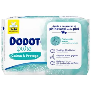 Lingettes Dodot Pure Soothe &amp; Protect Aloe Vera 3 x 46 unités