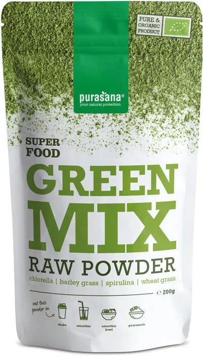 Purasana Vegan Poudre de Mélange Vert Bio 200 gr