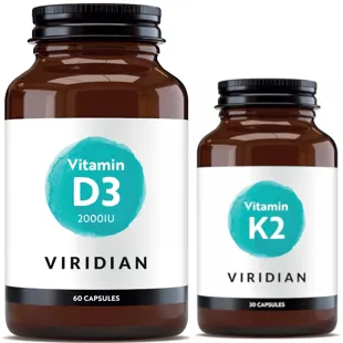 Viridian Vit. K2 50ug 30 Vegan Capsules + Vit. D3 Vegan 2000 IU 60 Capsules