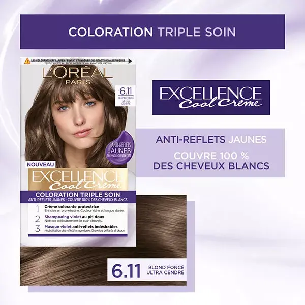 L'Oréal Paris Excellence Cool Cream 6.11 Dark Ultra Ash Blonde