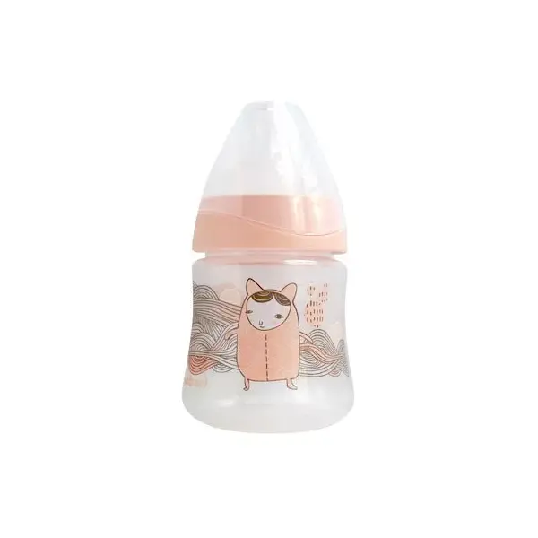 Bebisol bottiglia collo in Silicone Anti-Colique fuori conigli di 0-36 mesi rosa 150ml