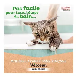 Clément Thékan Vétosan Mousse Lavante Sans Rinçage pour chiens et chats 150 ml