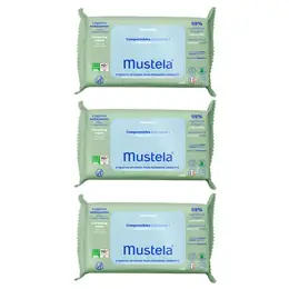 Mustela Lingettes Nettoyantes Compostables Parfumées Lot de 3 x 60 unités