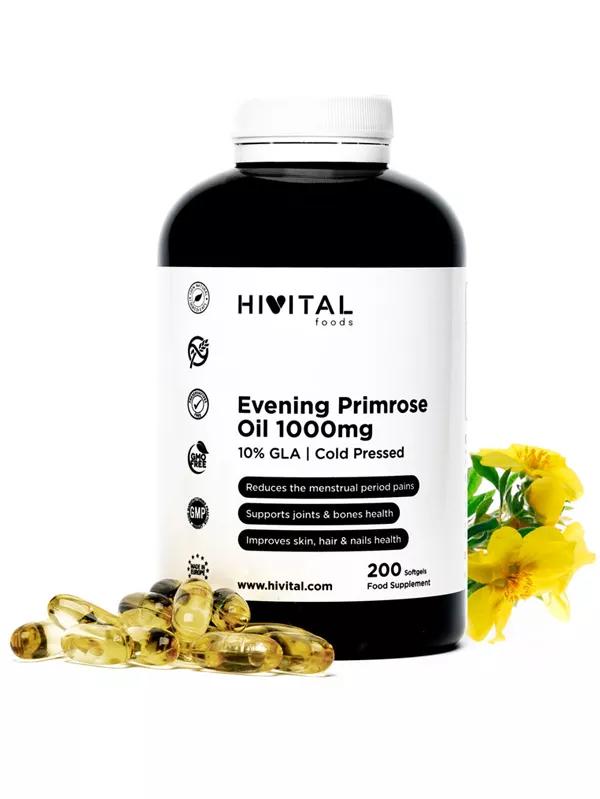Hivital Nachtkerzenöl 1000mg mit 10% Omega 6 GLA 200 Perlen
