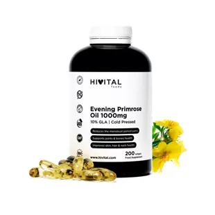 Óleo de prímula Hivital com 10% de ômega 6 GLA 200 pérolas 1000 mg