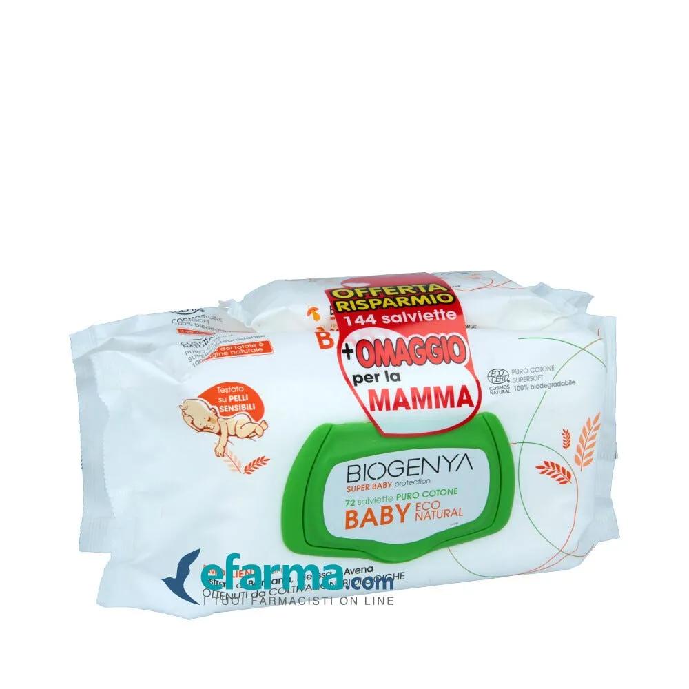 Biogenya Salviette Baby Eco Natural PROMO 2 x 72 Pezzi