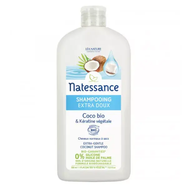 Natessance Extra-Gentle Shampoo Organic Coconut and Vegetable Keratin 500ml