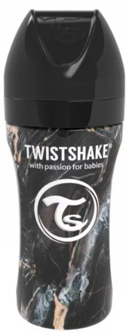 Twistshake Biberón Anticólico Acero Marble Black 330 ml