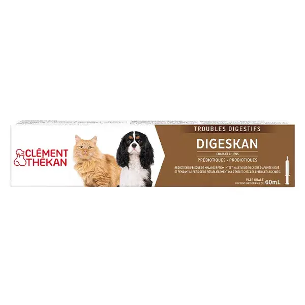 Clément Thékan Digeskan Pâte orale chiens et chats Prébiotiques Probiotiques 60 ml