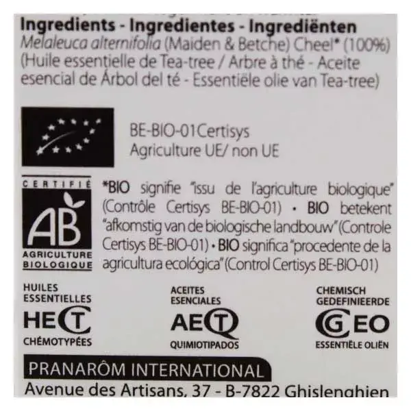 Pranarom Aceite Esencial Bio Árbol del Té 10 ml