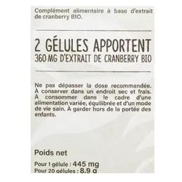 Nutrisanté Les Nutri'Sentiels Bio Cranberry 20 gélules