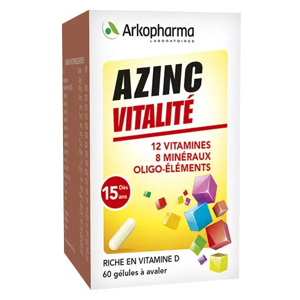 Arkopharma Azinc Adulte Vitalité Vitamines C & E Zinc 60 gélules