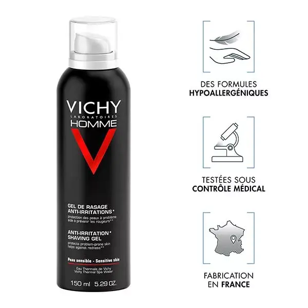 Vichy Homme Gel de Rasage Anti-Irritations Lot de 2 x 150ml