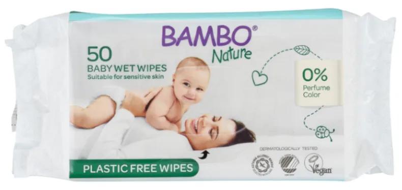 Bambo Nature Lingettes sans plastique 50 unités