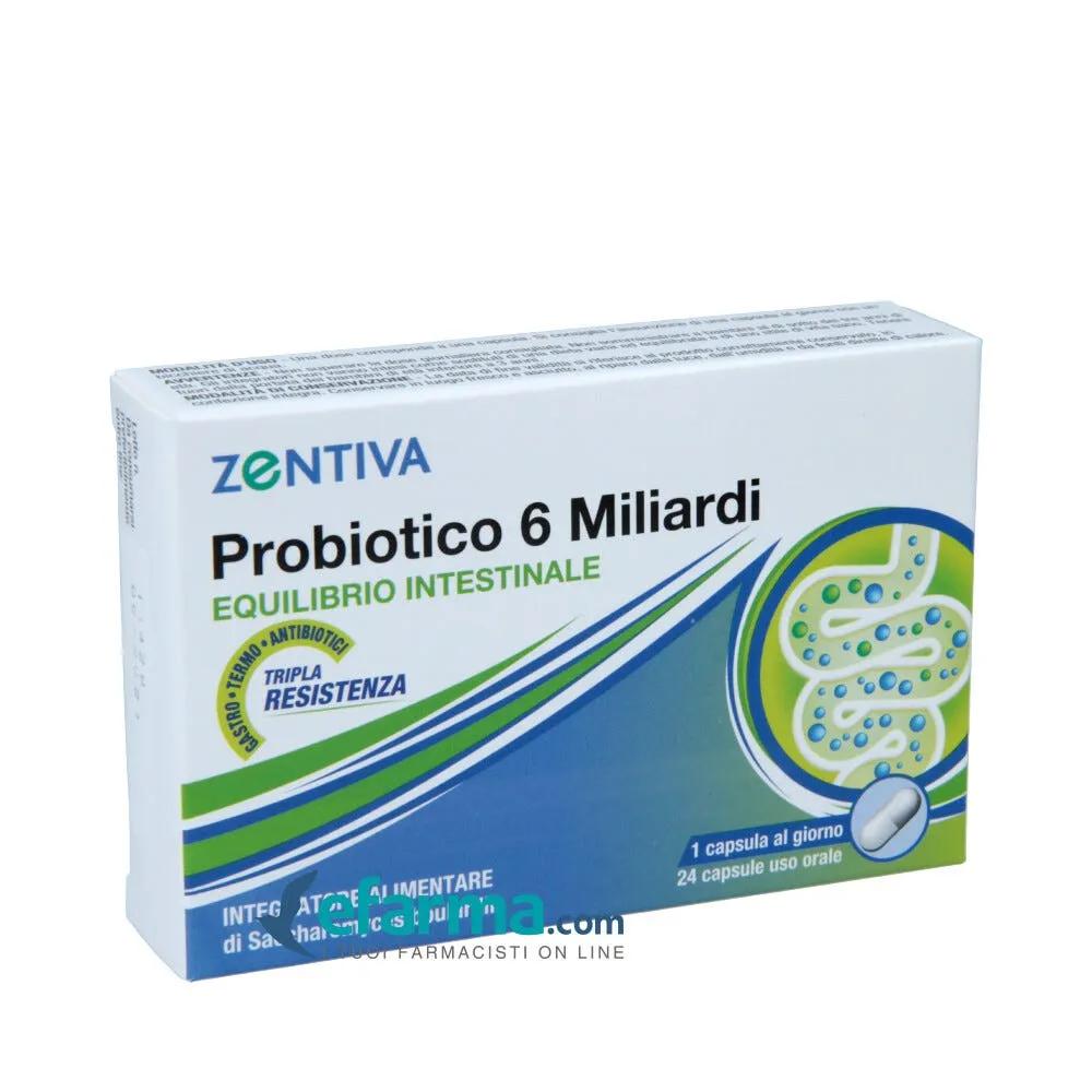 Probiotico 6 Miliardi Zentiva Integratore Equilibrio Intestinale 24 Capsule