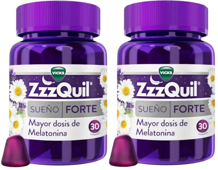 ZzzQuil Sleep Forte Dose élevée de mélatonine pour le sommeil 2x30 Gummies