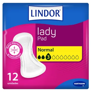 Lindor Senhora Normal Absorventes 3 Gotas Incontinência 12 unidades