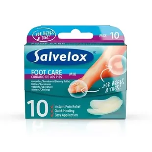 Salvelox dressings blisters and chafing toes and heel units Mix