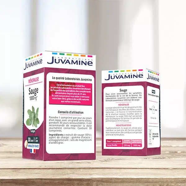 Juvamine Sauge 1000mg, bouffées de chaleur, 30 comprimés