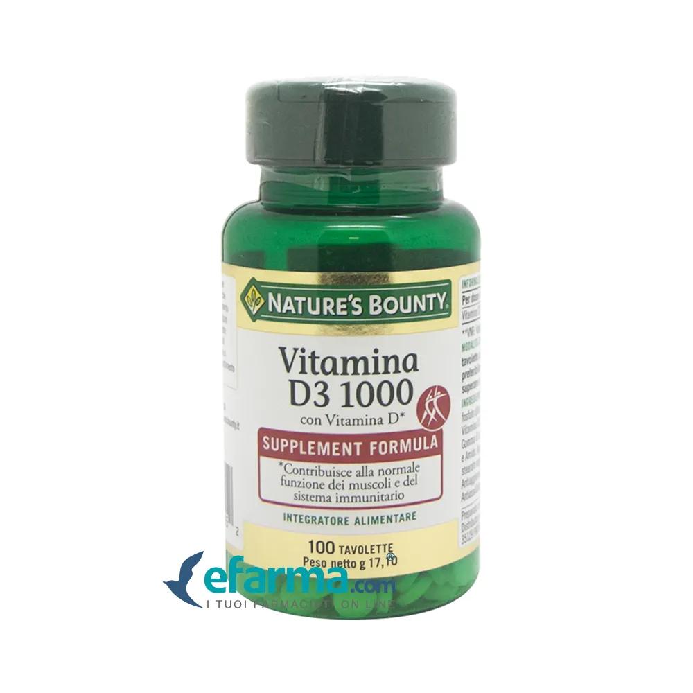 Nature's Bounty Vitamina D3-1000 Integratore Ossa e Denti 100 Tavolette