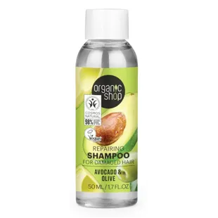 Organic Shop Repairing Shampoo for Damaged Hair, Avocado and Olive, 50 ml