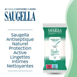 Saugella Antiseptique Naturel Lingettes Intimes Nettoyantes - Pack 15 lingettes