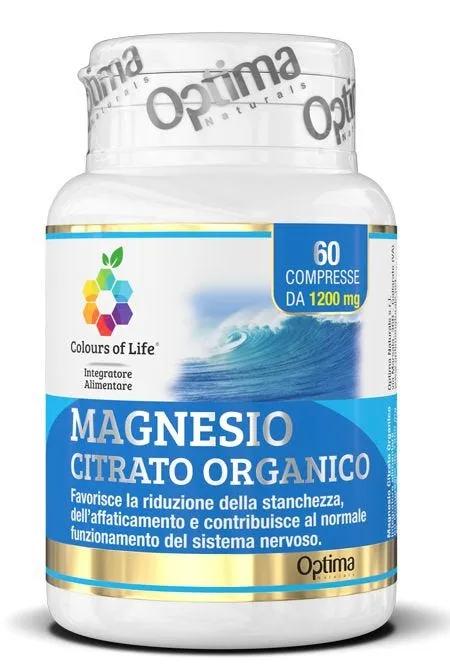 Optima Naturals Colours of Life Magnesio Citrato Integratore Sistema Nervoso 60 Compresse