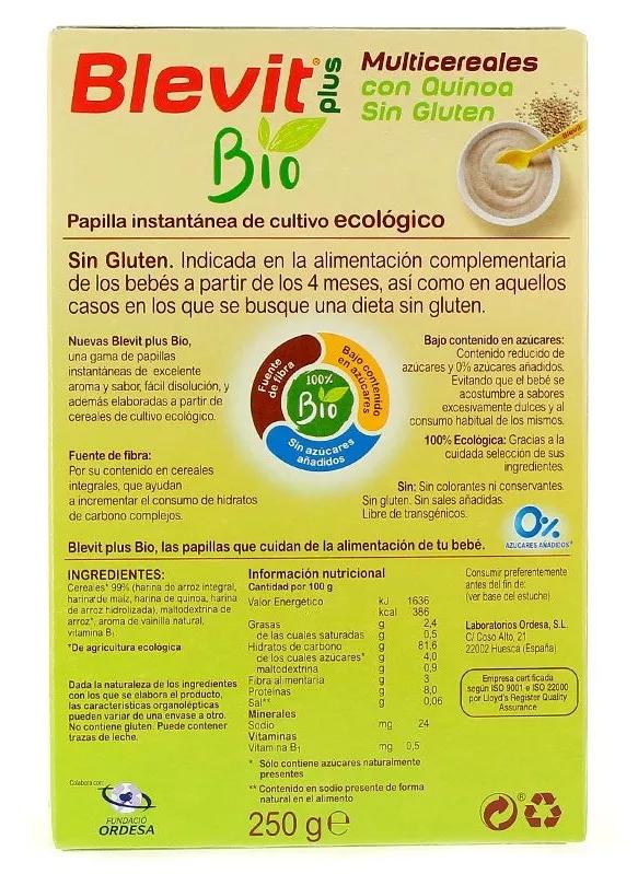 Blevit Plus BIO MultiCereais com Quinoa Sem glúten +4m 250gr
