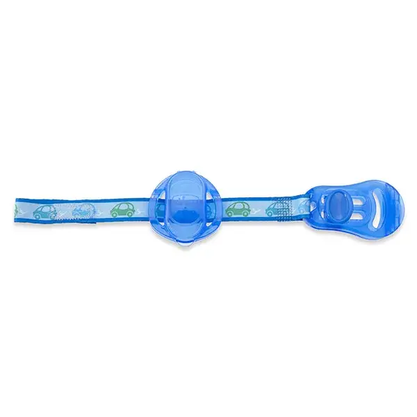 Chicco Accessoires Sucettes Attache-Sucette Ruban avec Protège Tétine Bleu