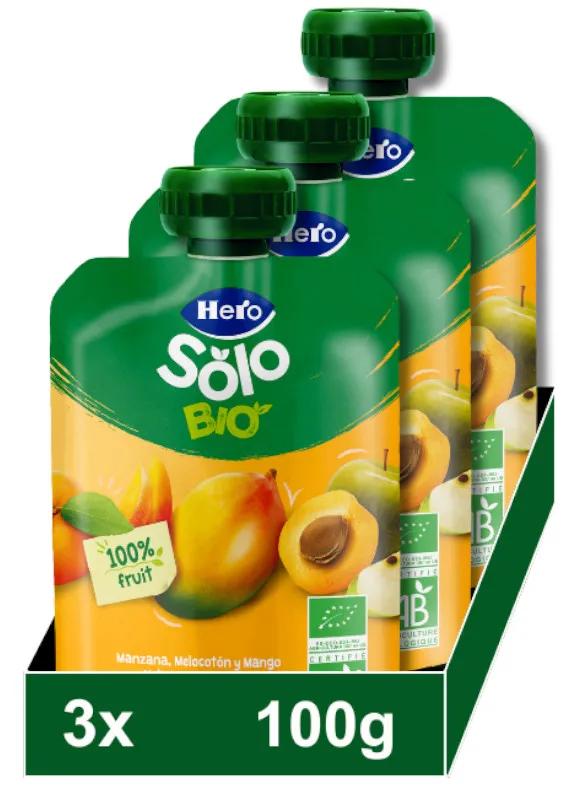 Hero Solo Bio Apfel, Pfirsich und Mango Beutel +4m 3x100 gr