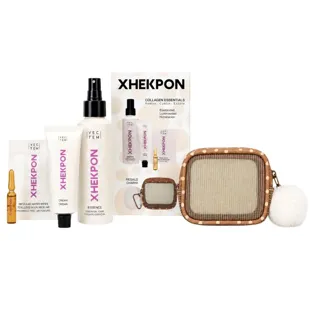 Xhekpon Caramel Essentials Collagen Toiletry Bag with 4 Products