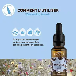 Biofloral Fleur De Bach 20 Mimulus Mimule Compte Gouttes Bio Demeter 20 ml