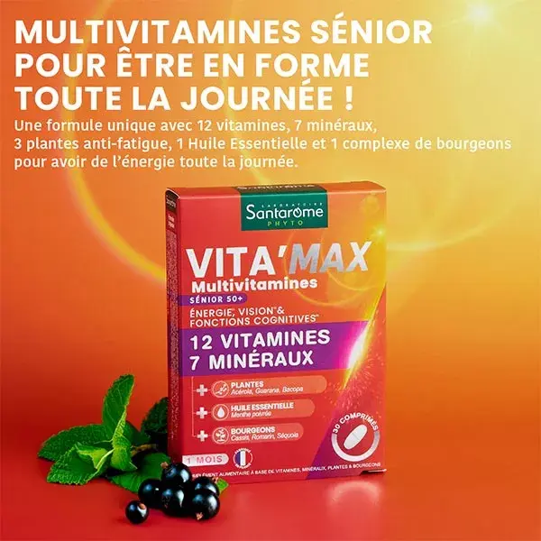 Santarome Bio Vita'max Multivitamines Sénior Energie & Vitalité 30 comprimés