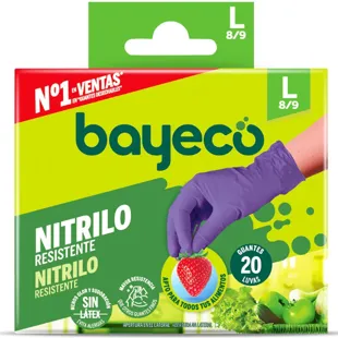 Bayeco Heavy Duty Nitrile Gloves Purple Size L 20 pcs