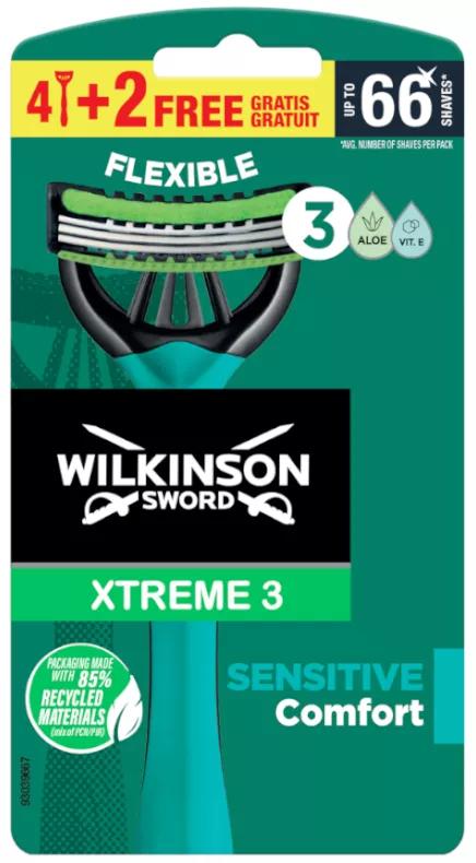 Rasoio Wilkinson Sword Xtreme 3 Sensitive 4 unità + 2 GRATIS