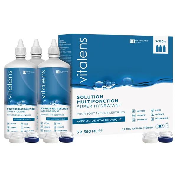 Vitalens Suluzione Detergente Multifunzione per Lenti a Contatto Morbide Lotto di 3 x 360ml