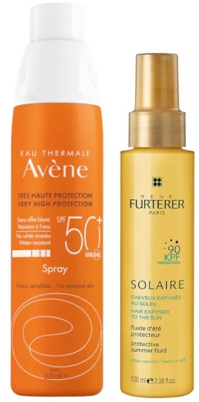 Avène Solar SPF50+ Spray 200 ml + Rene Furterer Sun Protective Fluid KPF 50+ 100 ml