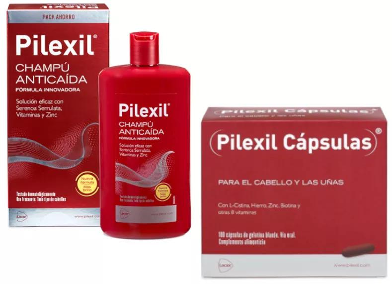  Pilexil Champú Anticaída 500 ml +  Pilexil 100 Cápsulas Cabello y Uñas