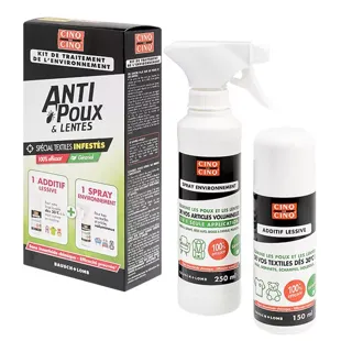 Cinq sur Cinq Kit Ambiente Contro Pulci e Pidocchi Spray 250ml + Adittivo Lavatrice 150ml